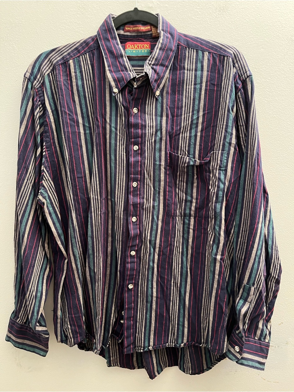 OAKTON Limited Vintage Button Down Shirt Mens Large Imported Fabric Single Needl